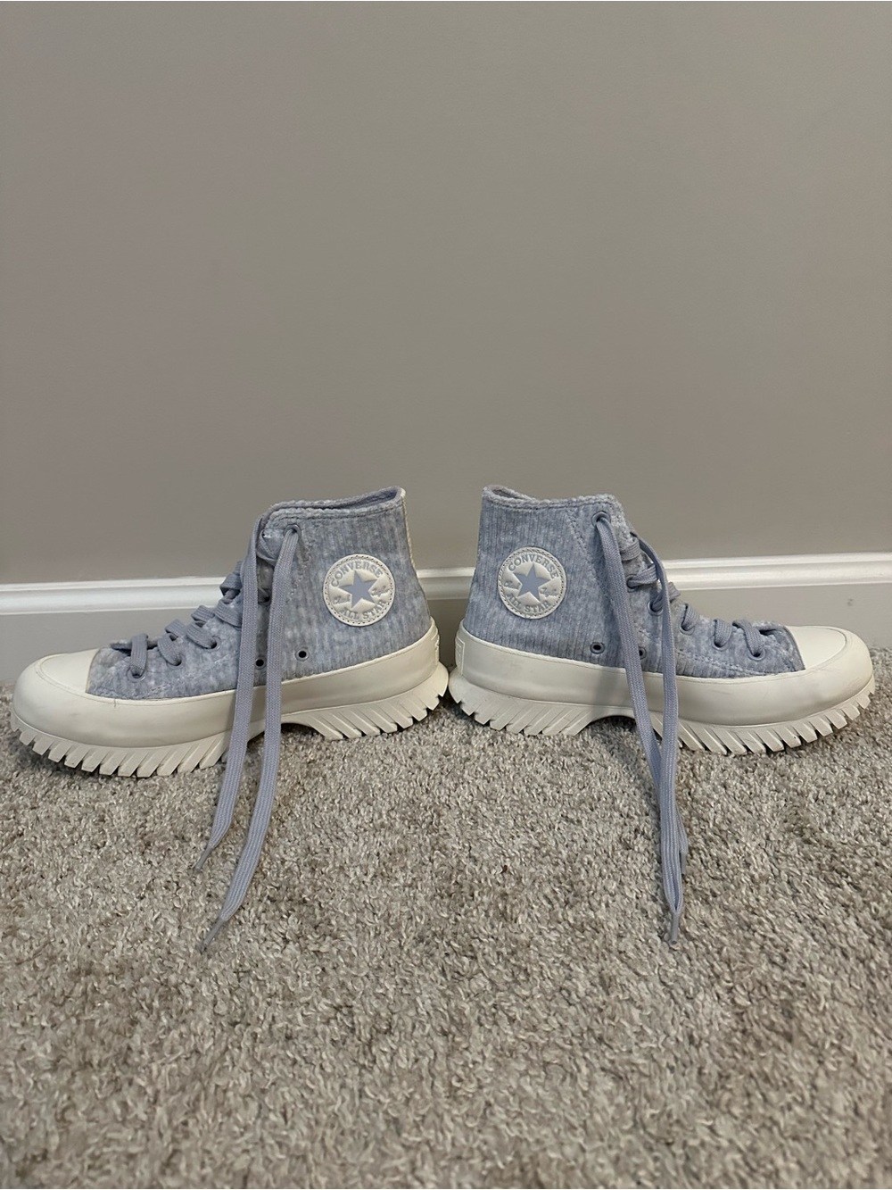 Converse Run Star Hike High Top Sneakers - Light Blue and White